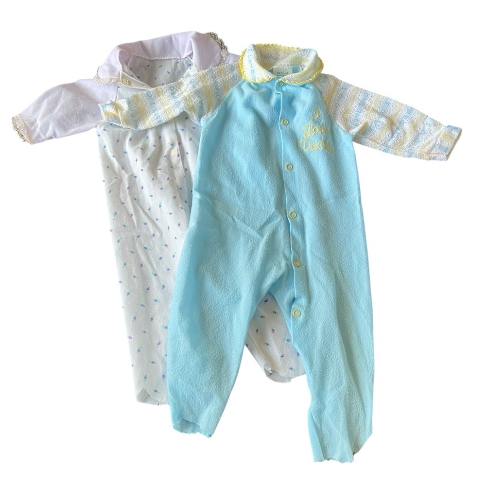 Vintage Lullaby Land Onesies Made in USA Two Pack Bundle Set